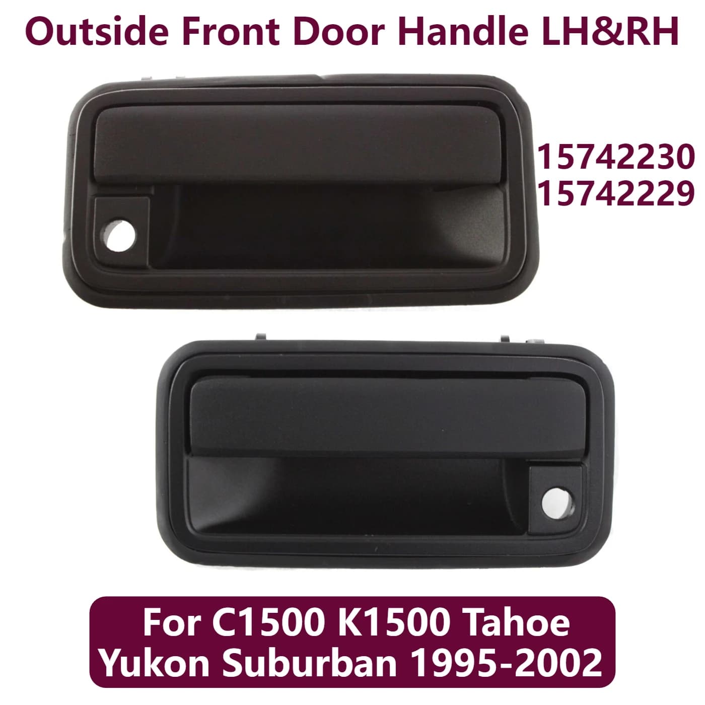 Coppia maniglia esterna per porta anteriore sinistra e destra per C1500 K1500 Tahoe Yukon Suburban 1995-2002 15742230, 15742229