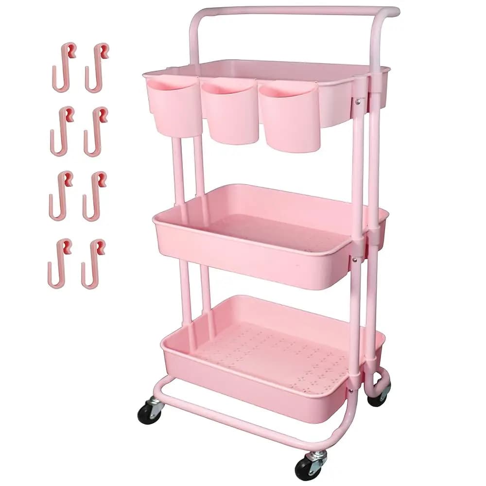3 Multifunction Shelves with 3 Glasses and 8 Hooks for Home and Kitchen