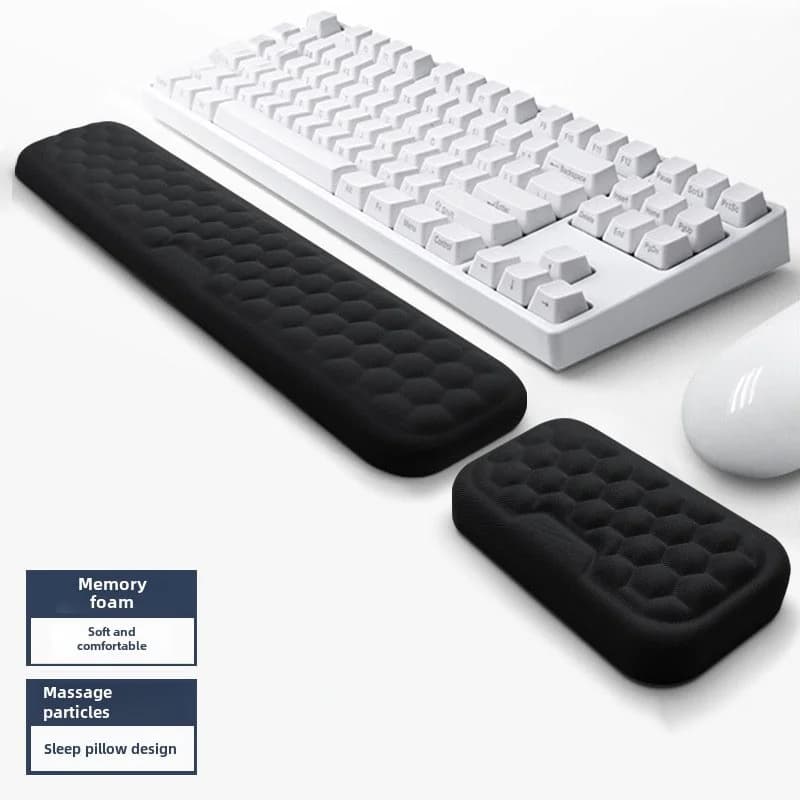 Tappetino Ergonomico per Tastiera e Mouse con Supporto per Polso in Memory Foam per Ufficio, PC e Laptop