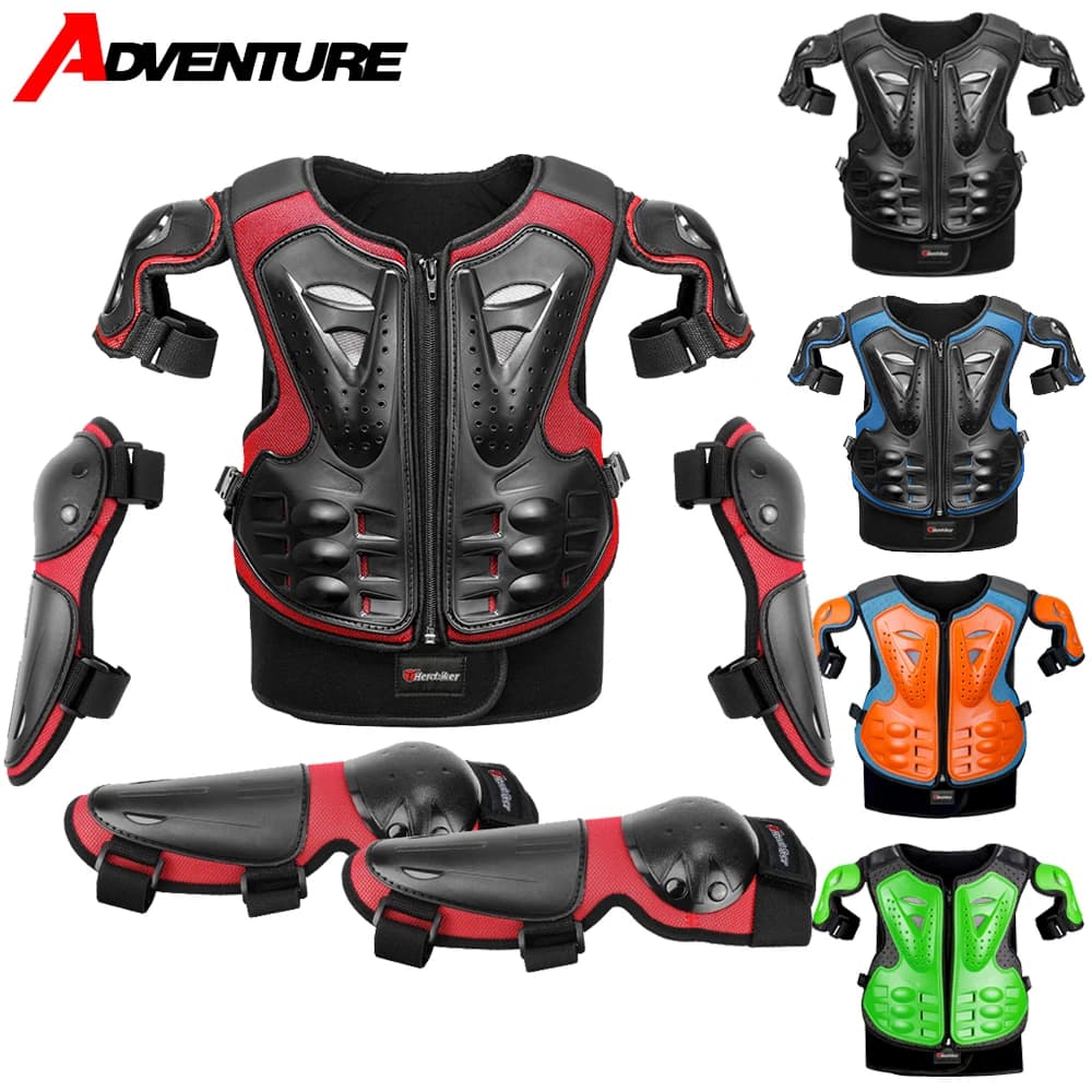 Armatura per moto per bambini Protezione per gilet Giacca per armatura da motocross Armature protettive Ginocchiere da equitazione Armatura completa per moto Bambini