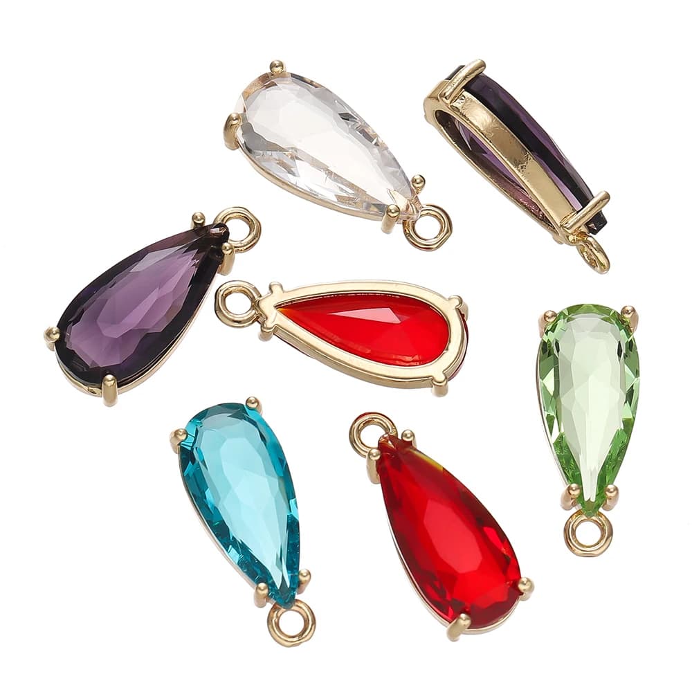 5pcs rame zircone Waterdrop pendenti perline di cristallo trasparente con foro per collana che fanno risultati di gioielli fai da te