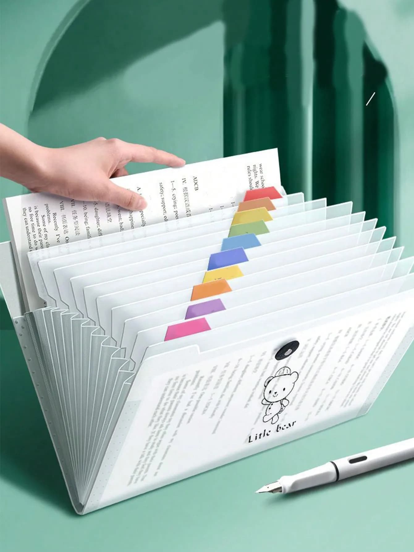 Set da 5/8/12 Pezzi: Cartella Trasparente a Forma di Orso per Zaino, Borsa Organizzativa Multistrato per Documenti e Libri, Accessori per Ufficio e Scrivania, Borsa Porta Documenti e Libri per Studenti, Grande Capacità A4