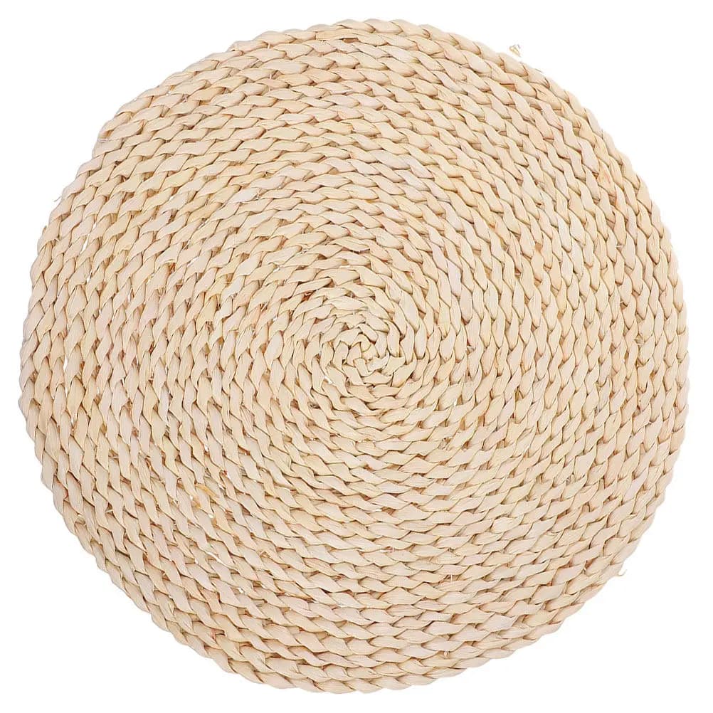 Cuscino Rotondo in Paglia Intrecciata per Yoga, Semplice e Confortevole, Tappetino Piatto per Sedia Giapponese, Cuscino da Pavimento Stile Tatami, Arredamento da Patio