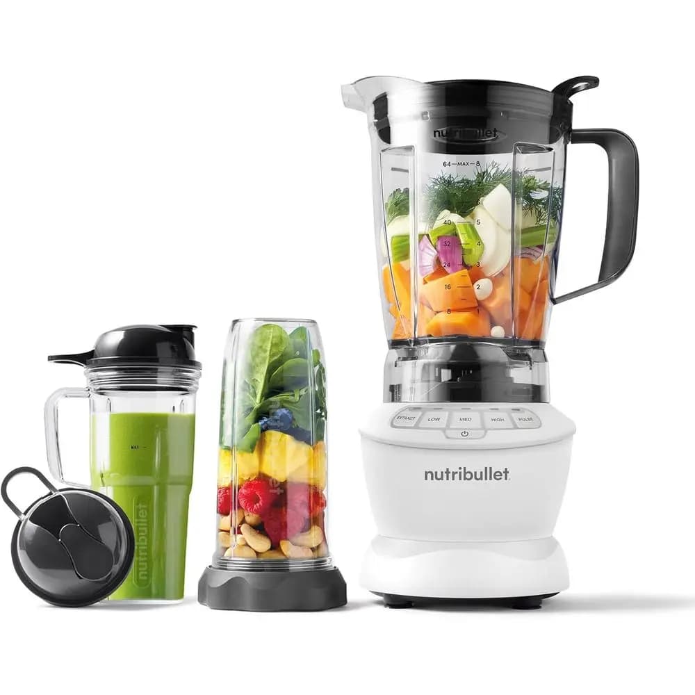 Frullatore Combo da 1200W Bianco Opaco di Grandi Dimensioni