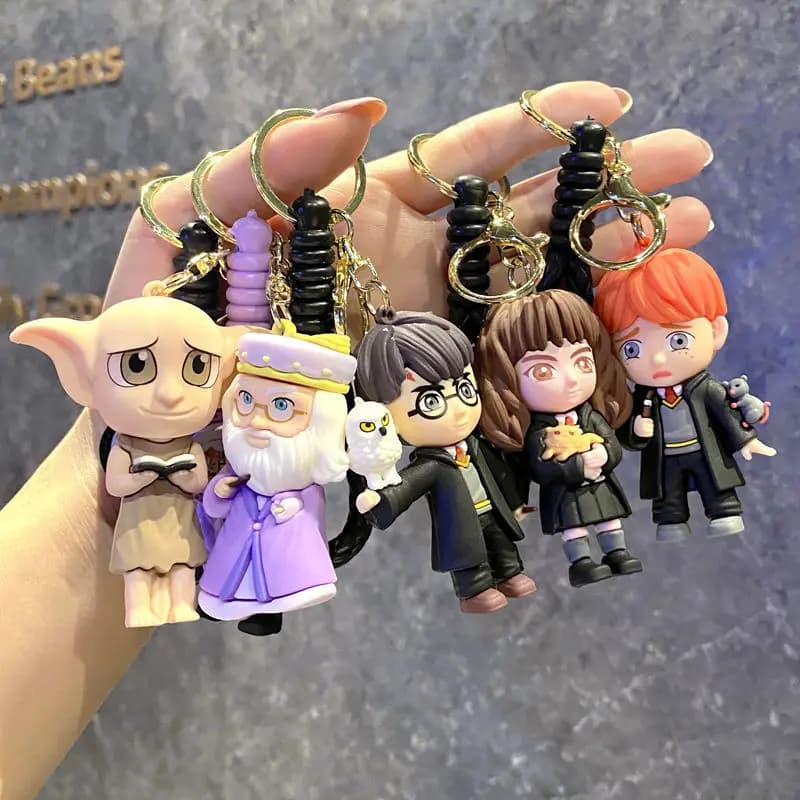 Portachiavi con ciondolo a forma di personaggio di Harry Potter, accessorio per auto, portachiavi con bambola anime, simpatico portachiavi in PVC, ciondolo per borsa, portachiavi per coppia.