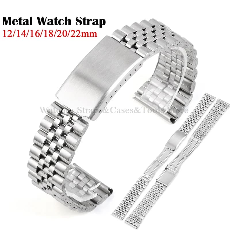 12/14mm 16mm 18mm 20mm 22mm Metal watch strap for Seiko for Samsung Galaxy Watch 6/5/4/3 women's folding buckle universal strap