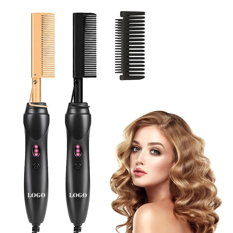 Smart Library portable hair plate for travel and home, black heating electric comb for women hair, electric heating comb for wigs