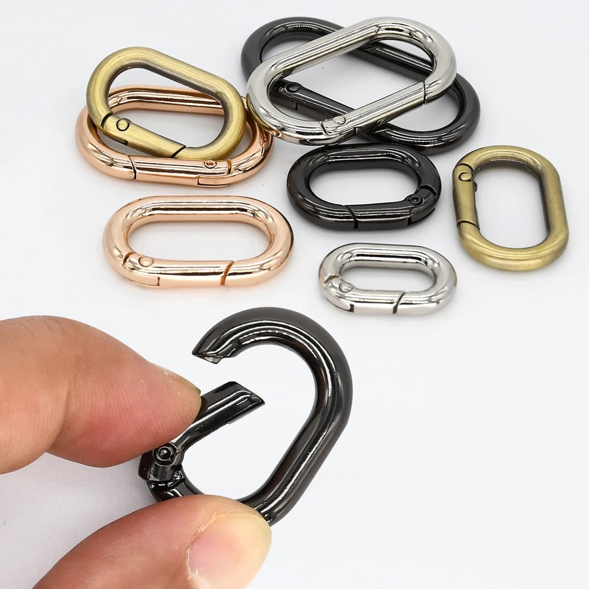 1 pezzo di metallo ovale O Ring chiusura a molla apribile rotondo moschettone portachiavi clip gancio catena per cani gioielli fai da te fibbia risultati dei gioielli
