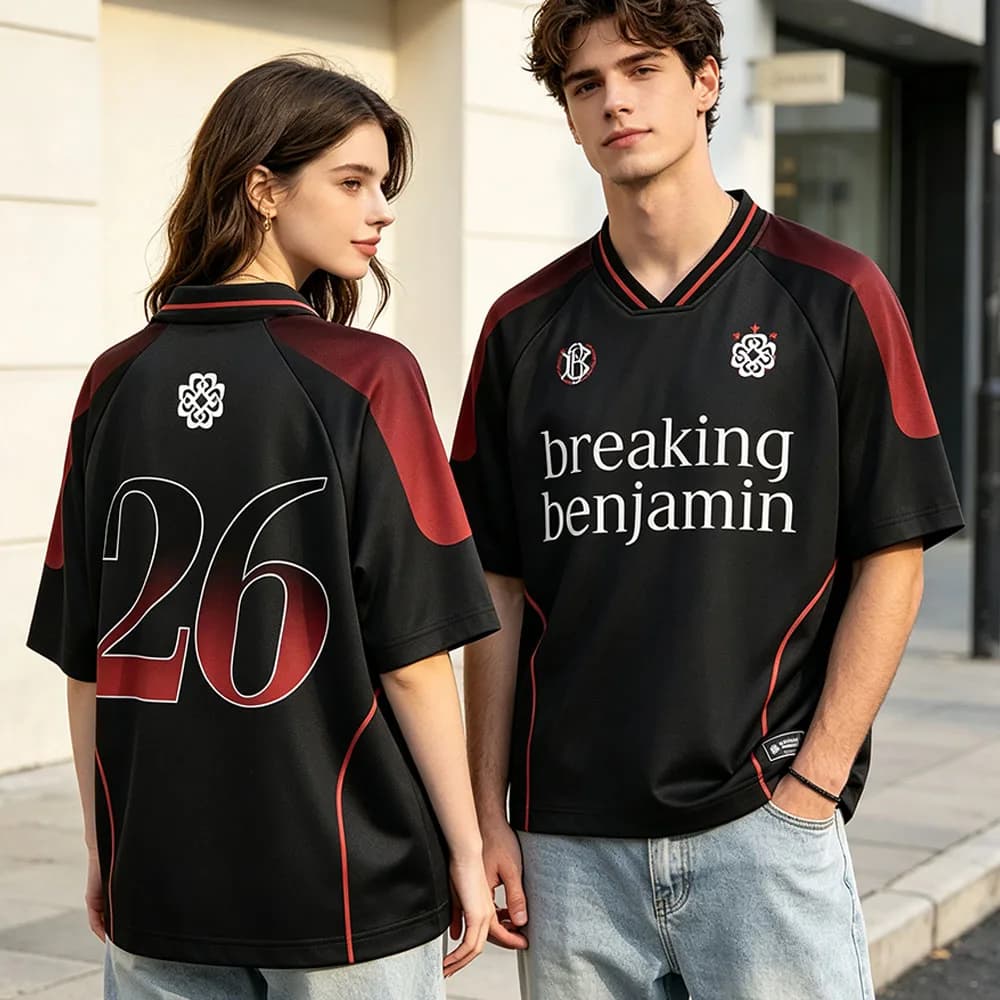 Breaking Benjamin BBFC Home Jersey Short Sleeve Unisex Streetwear Football Tees Summer Casual Loose Fashion T-shirt Print Merch