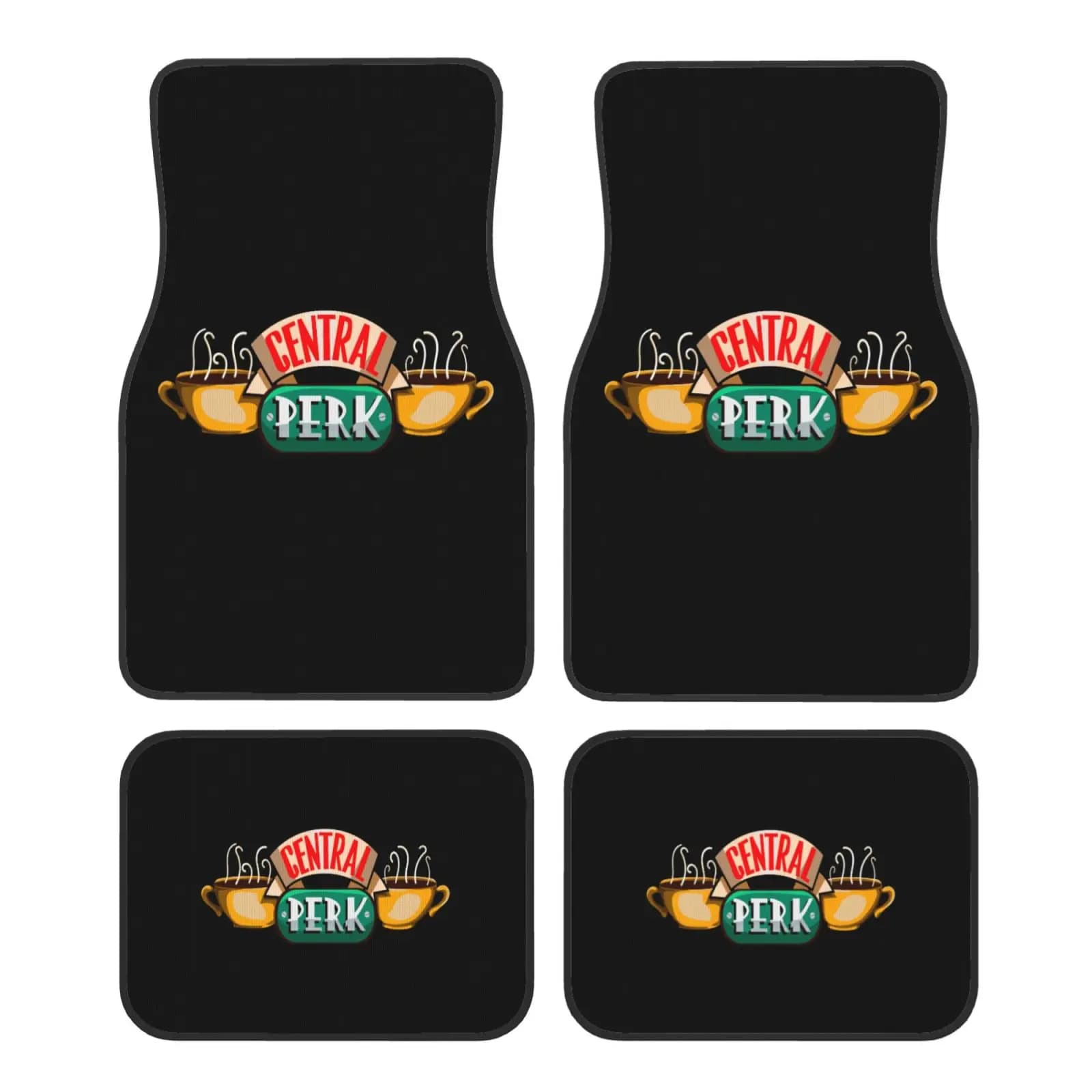 Central Perk Friends Print Car Waterproof Rubber Car Mats 4PCS Car Floor Carpets Rugs Non-Slip Auto Foot Mats Floor Mat