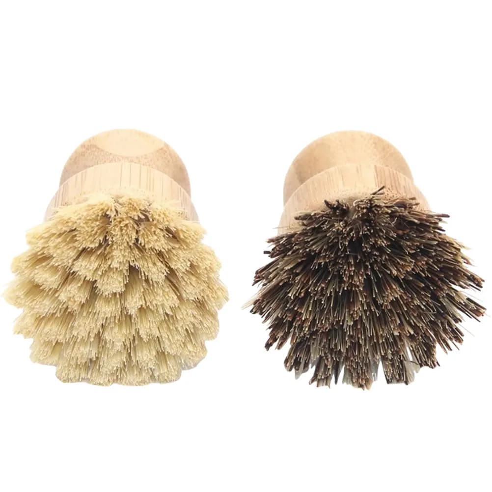 2Pcs Dish Scrub Brush Wood Handle Heavy Duty Kitchen Pot Pan Wok Stove Cleaning Brush Kitchen Dirt Remover Eco Friendly