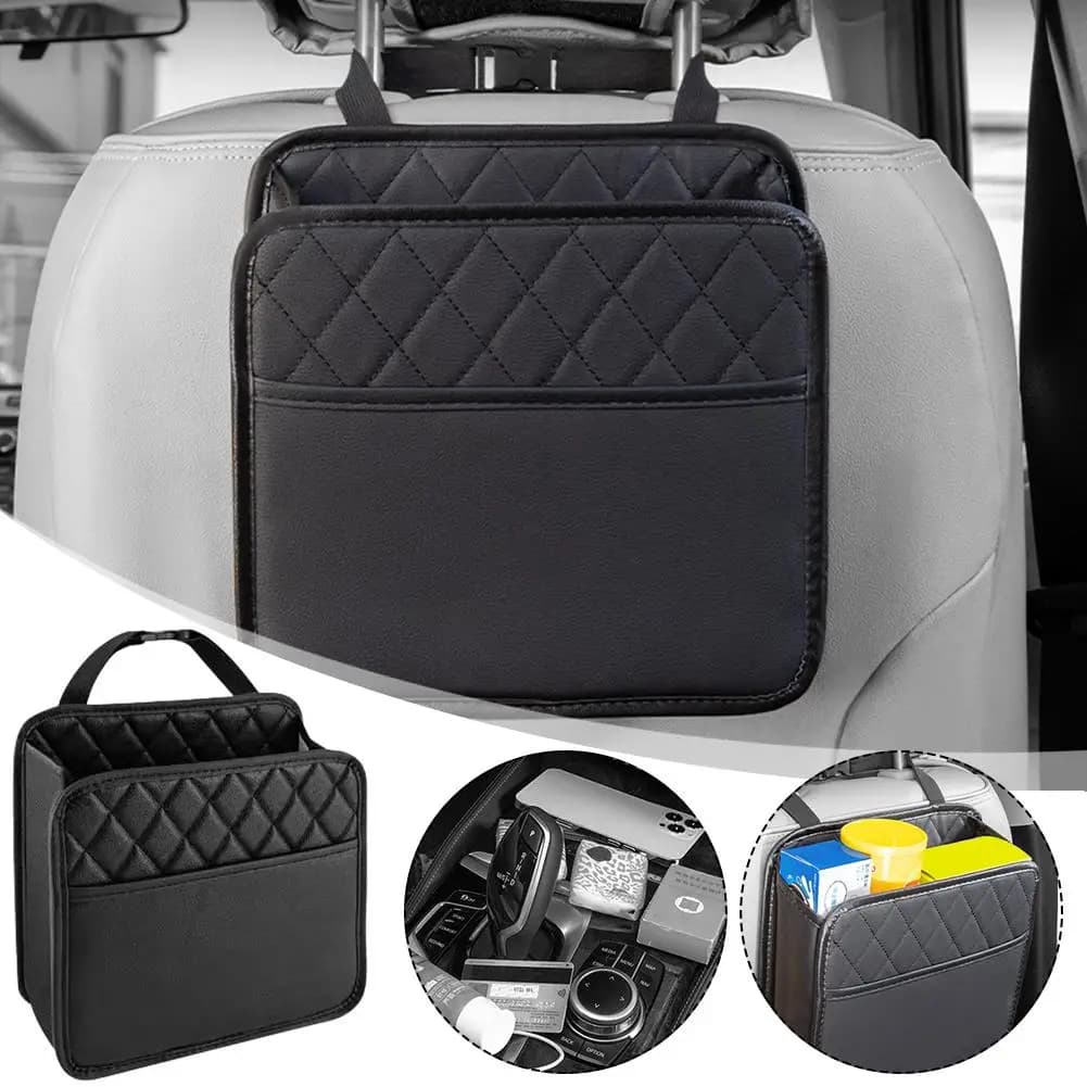 Borsa portaoggetti multifunzionale per seggiolino auto, organizer per chiavi, sedile posteriore, custodia appesa in pelle, borsa contenitore per rifiuti automatico di grande capacità