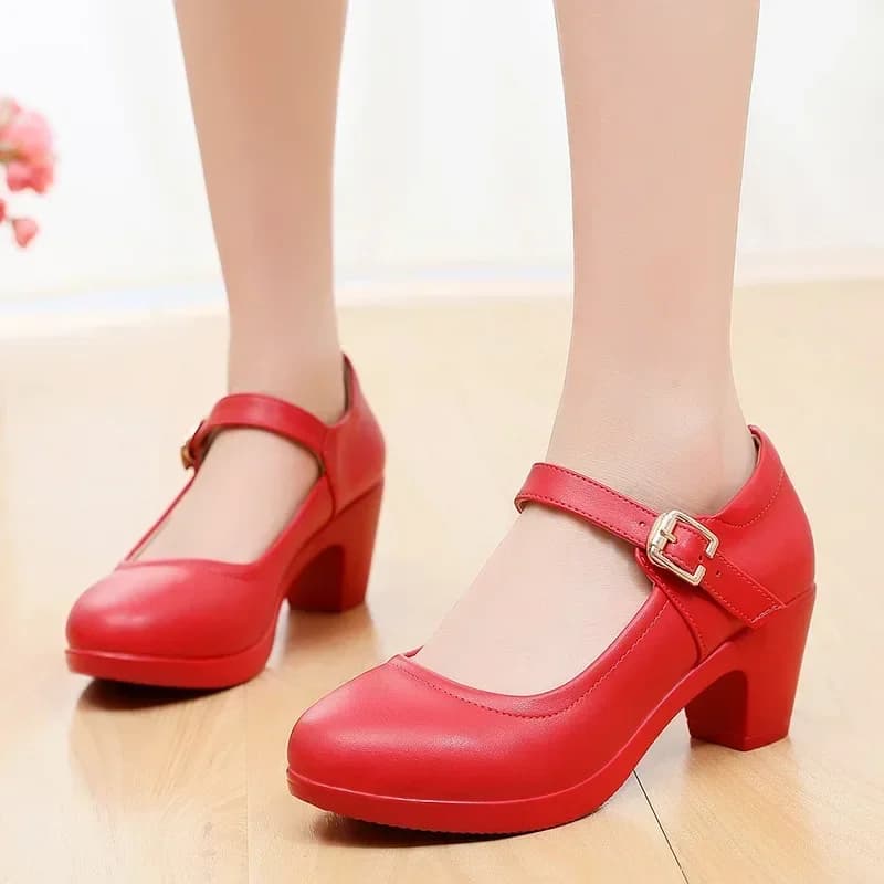 6 centimetri di piccola dimensione 32-44 traspirante confortevole superficiale morbida pelle Mary Janes scarpe con plateau 2025 autunno Med Block tacchi scarpe mamma