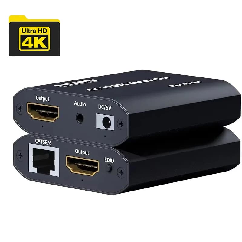 HDMI extender 4K 30Hz 120M on single cable Rj45 Cat5e/6 with loop and audio output HDMI Ethernet extender receiver kit