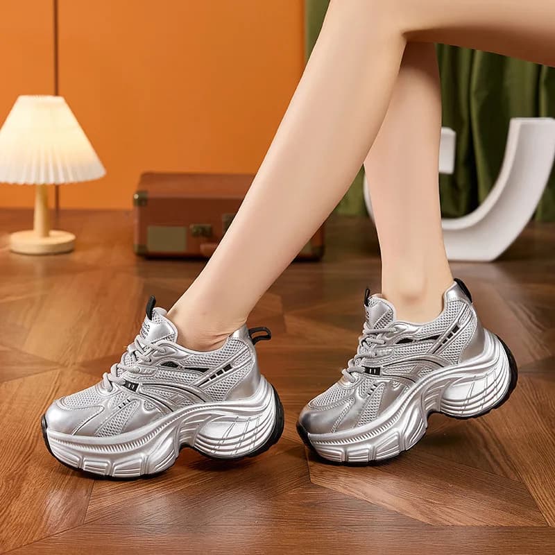 Sneakers con Piattaforma Personalizzate da Donna, Scarpe Casual Primaverili in Mesh con Suola Spessa 8cm