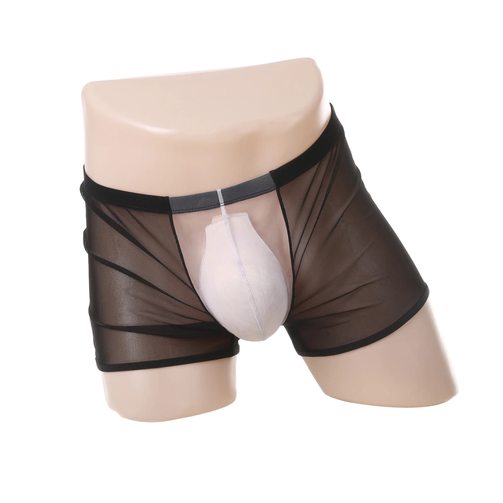 Mesh Underwear Men Sexy Boxers Shorts Transparent Man Penis Pouch Panties Sheer Underpants Long Leg Boxershorts