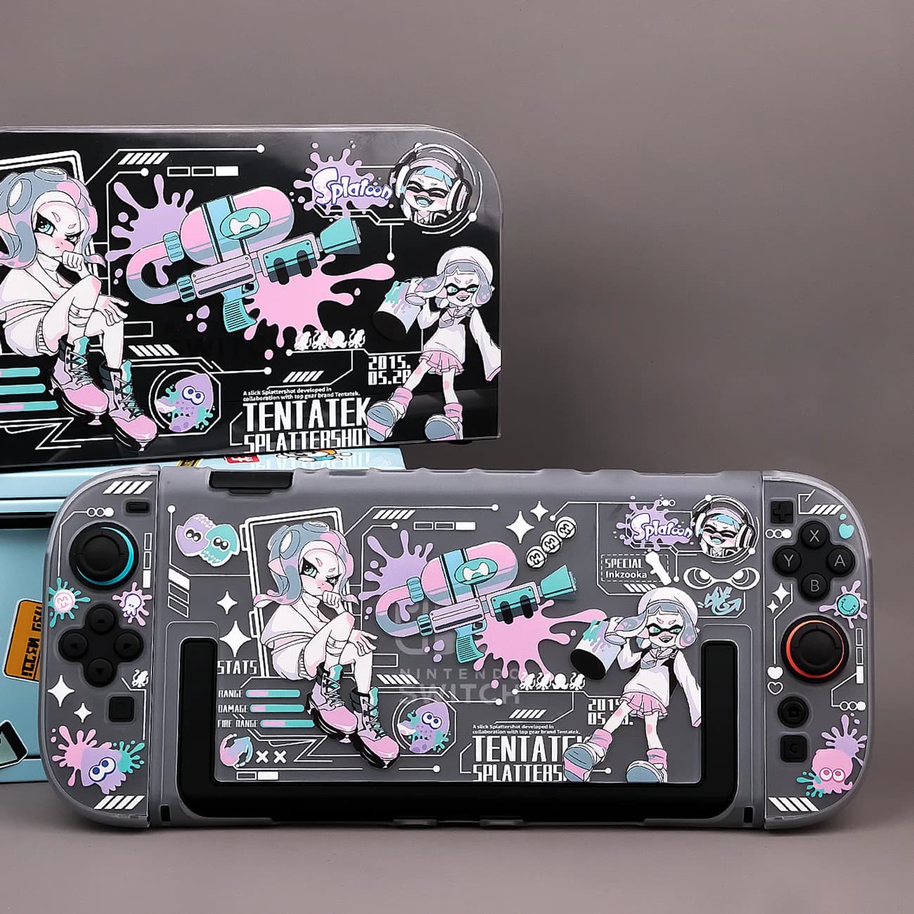 Custodia satinata colorata a tema inchiostro compatibile con Switch 2 - NS2 (2025) Guscio protettivo staccabile con motivi artistici