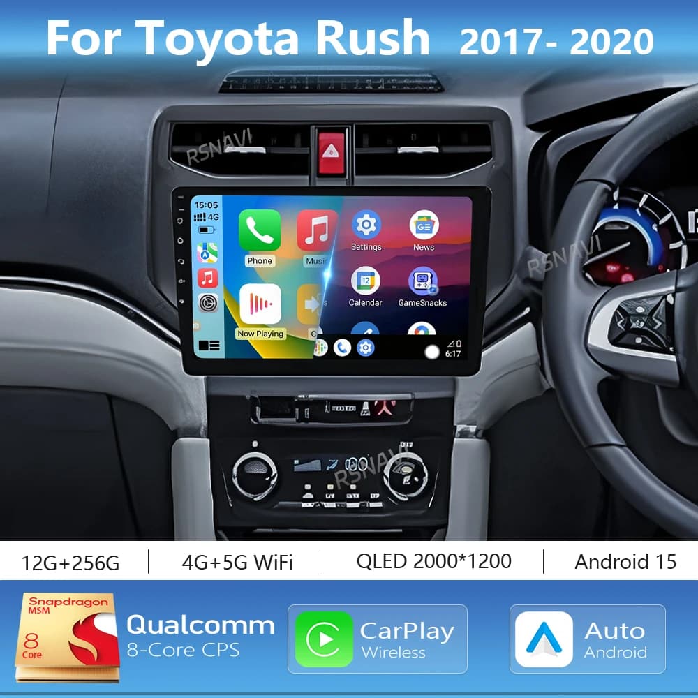 Android 16 Carplay Auto 2K Screen Car BT Multimedia Radio Player For Toyota Rush 2017 - 2020 Autoradio GPS Stereo 2Din Head Unit