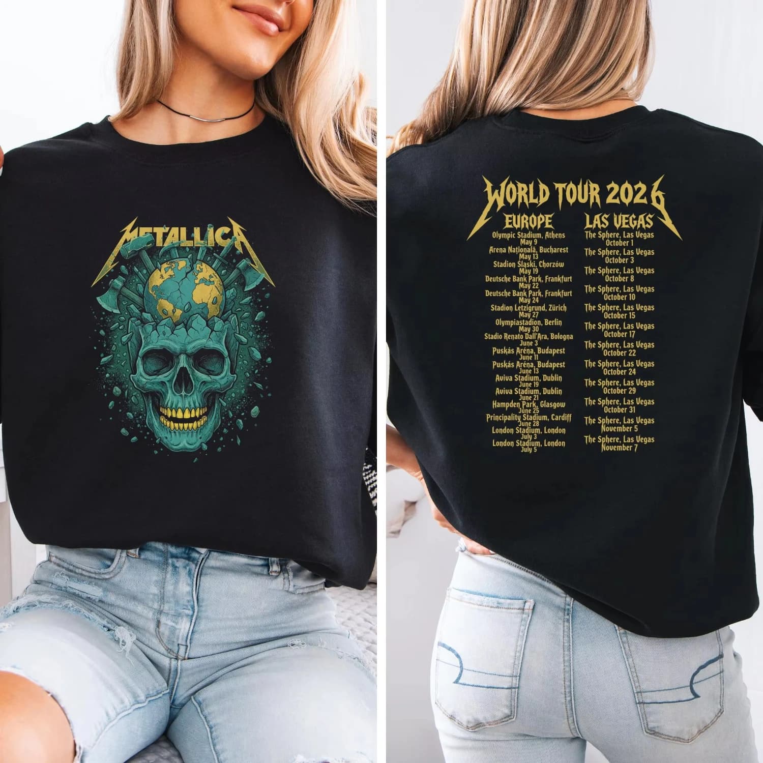 T-shirt Metallica 2026 per Uomo e Donna, Abbigliamento Gotico Estivo, Moda Casual, Collo Tondo, Manica Corta, Streetwear