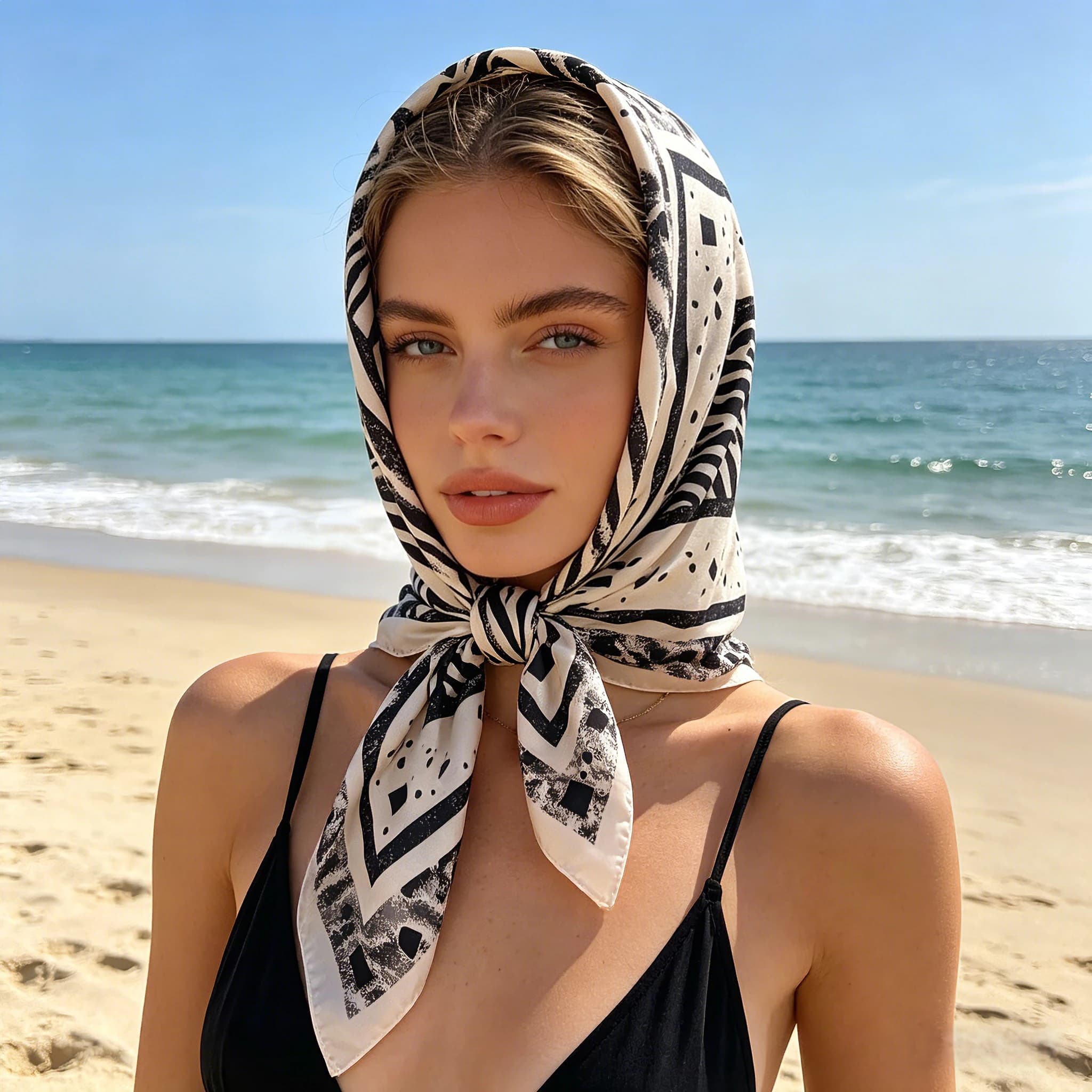 Sciarpa Quadrata di Lusso per Donne, Elegante Hijab con Stampa Leopardata, Foulard Morbido in Raso, Sciarpa e Scialle alla Moda