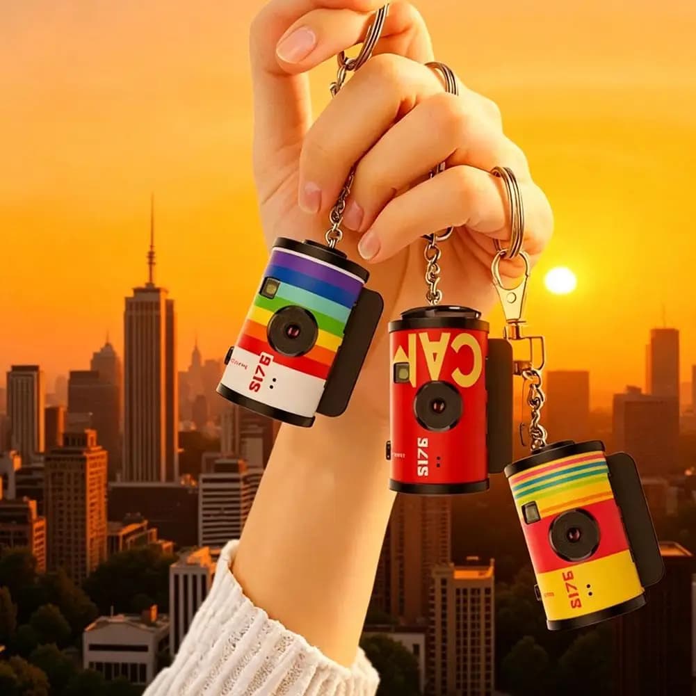 Campus Portable Mini Digital Camera Retro Student Style Keychain Pendant Take Photos Videos Easy to Carry