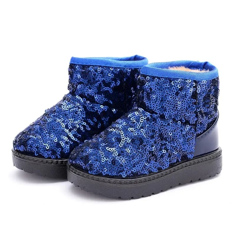 Kids Fleece Short Cotton Winter Boots Low Snow Boots Boys Fashion Shoes Cotton Solid Color with Hot Sequins