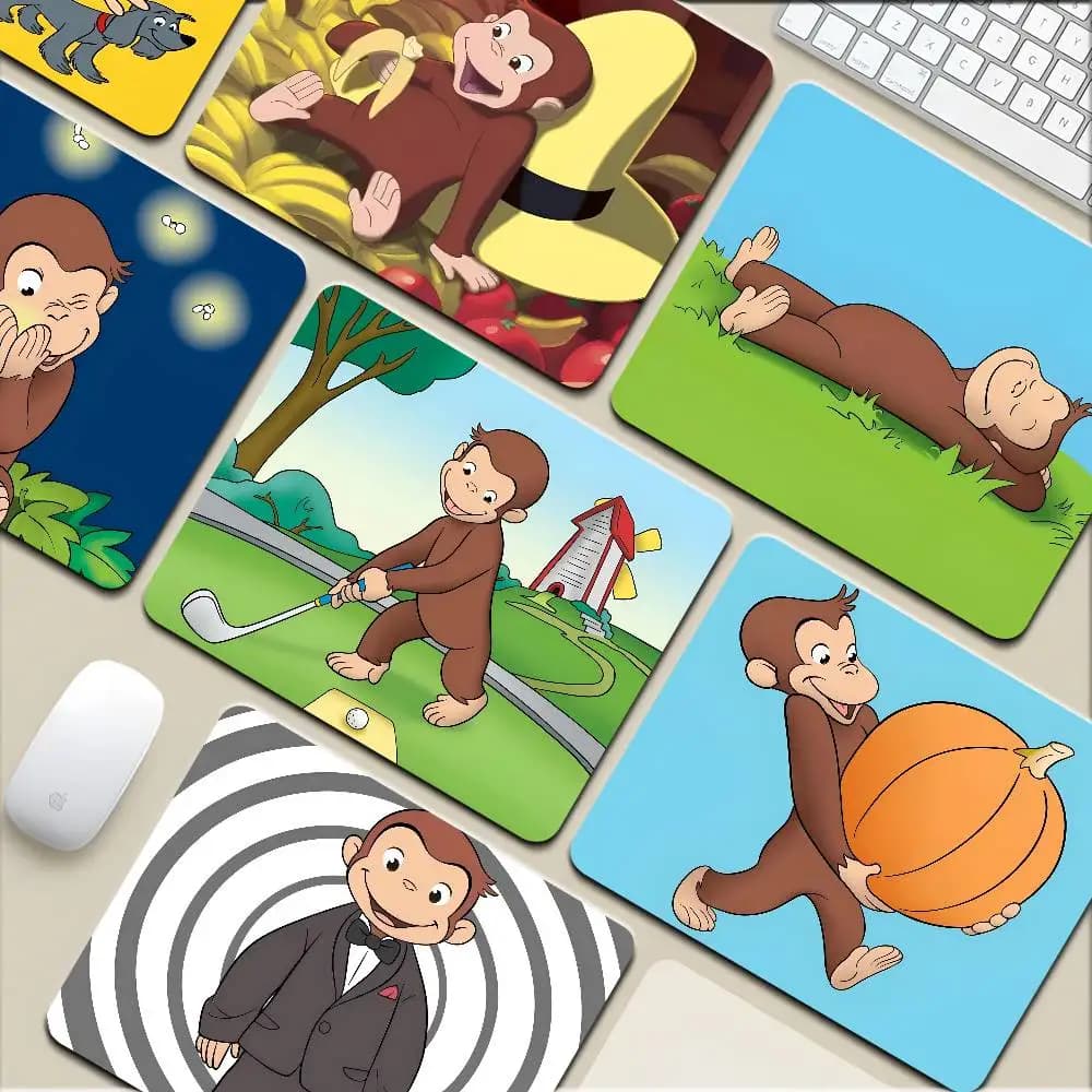 George The Curious Monkey Mousepad Small LockEdge Mouse Pad For Gamers Computer Desk Pad Rectangular Anti-slip Rubber