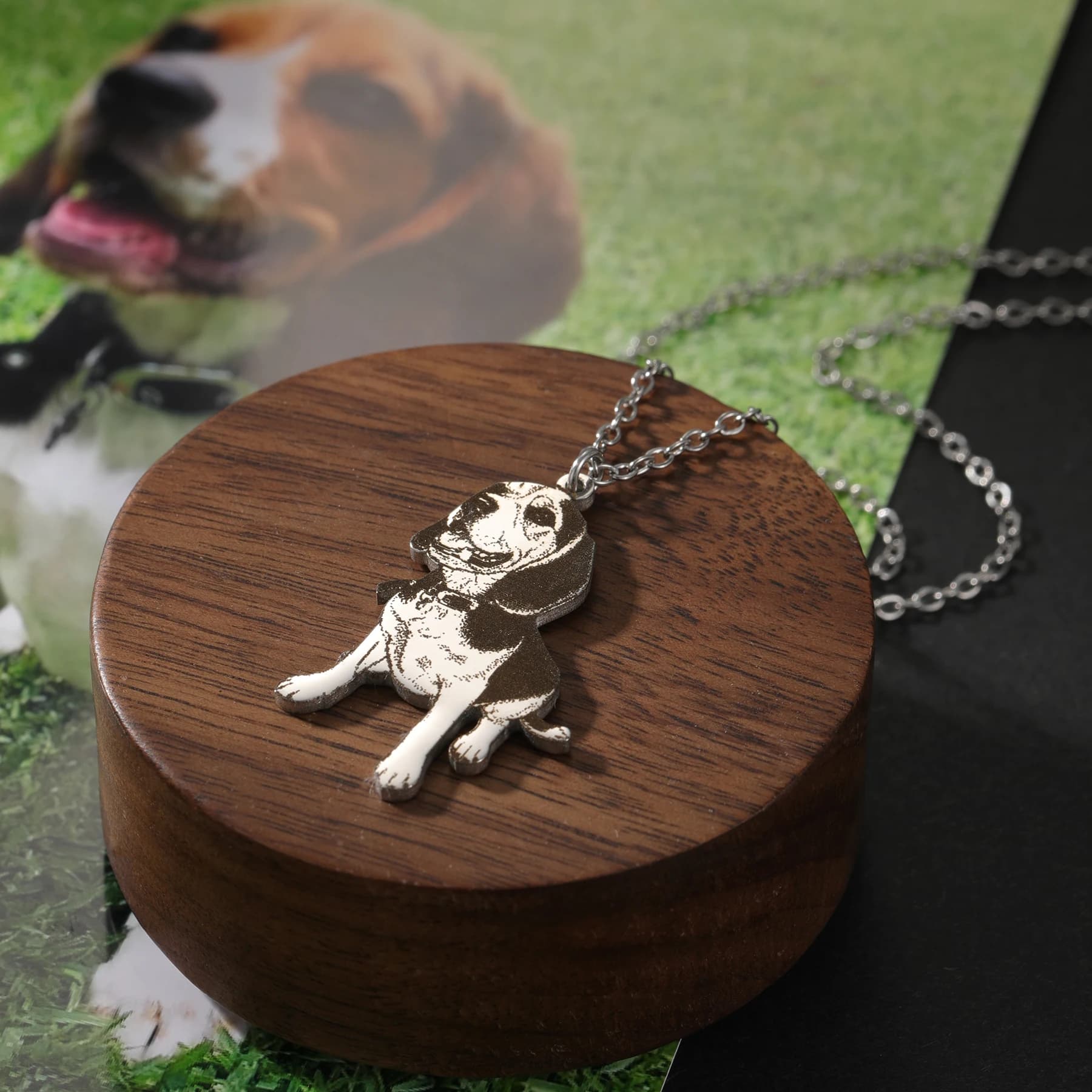 Collana personalizzata con foto di animali domestici Immagine di animali domestici incisa personalizzata Gioielli incisi al laser in acciaio inossidabile Regalo commemorativo per gli amanti degli animali domestici