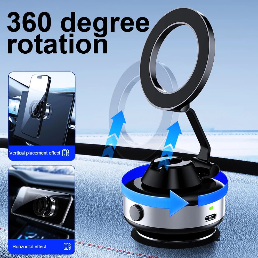 Supporto per telefono per supporto da auto per aspirapolvere elettrico 360 ° Rotazione N52 Forte supporto magnetico pieghevole per iPhone 17 16 15 Pro Max Supporto vivavoce