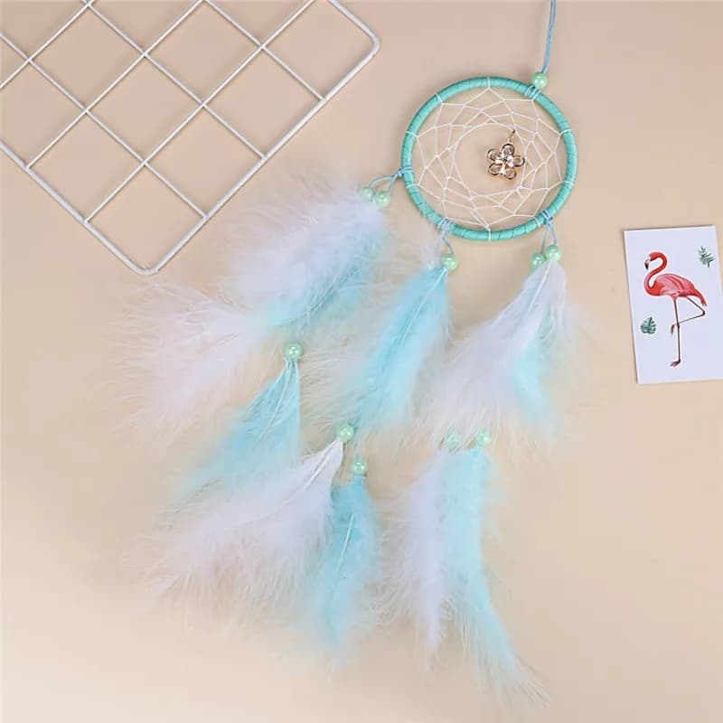 1Pcs Bead Dream Catcher Handmade Dream Catcher Net with Feathers Hanging Decoration Decor Craft Wind Chimes Home Hanging Gifts