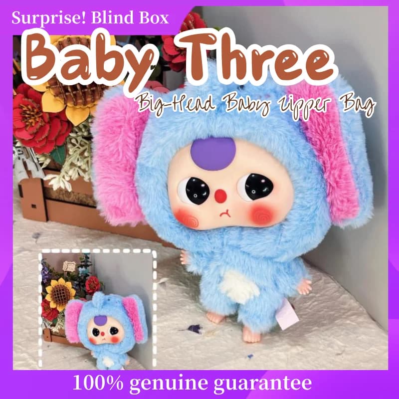 Borsa per bambini con tre teste grandi con cerniera per bambini Serie di bambole in peluche in vinile Scatola cieca Borsa a tracolla Giocattoli alla moda Scatola misteriosa Regali personalizzati