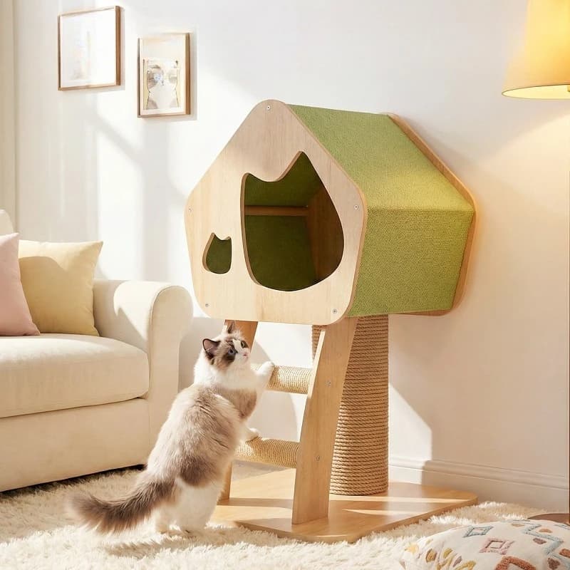 Indoor Accessories Cat Tower Gym Hiding House Supplies Cat Tower Modern Luxury Condo Wooden Rascador De Gatos Things For Cats
