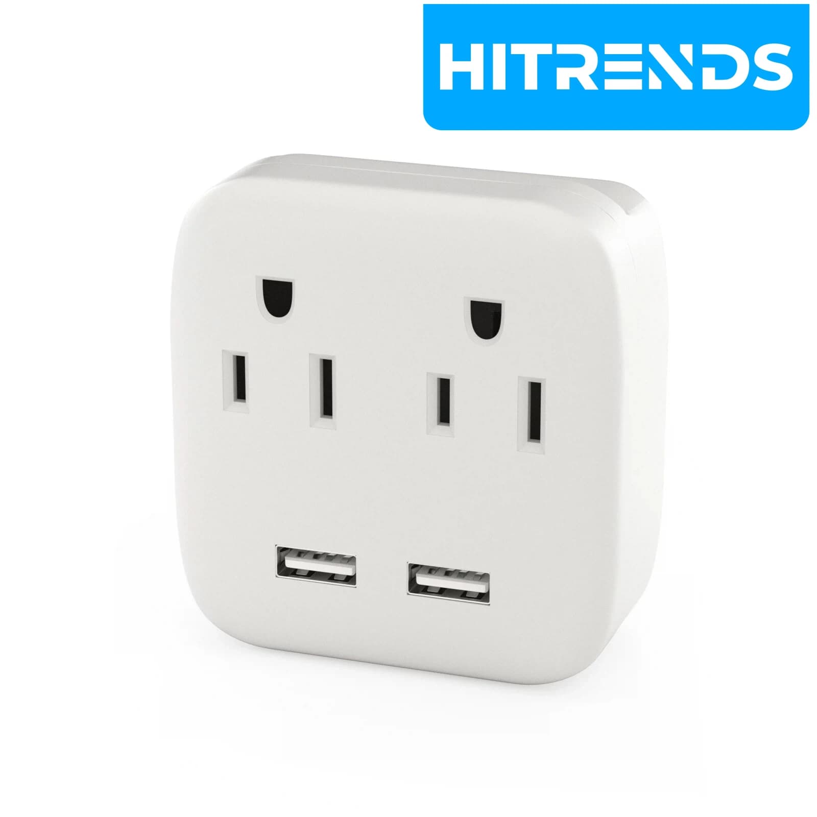 HITRENDS Presa Multipla da Parete con 2 Prese AC e 2 Porte USB, Adattatore USB Splitter per Casa/Ufficio/Viaggio