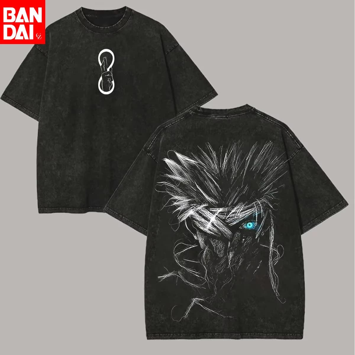 T-Shirt Oversize con Stampa Jujutsu Kaisen Sukuna per Uomo, Maglietta Vintage in Cotone Lavato, Streetwear Anime Harajuku Hip Hop, Top Estivi