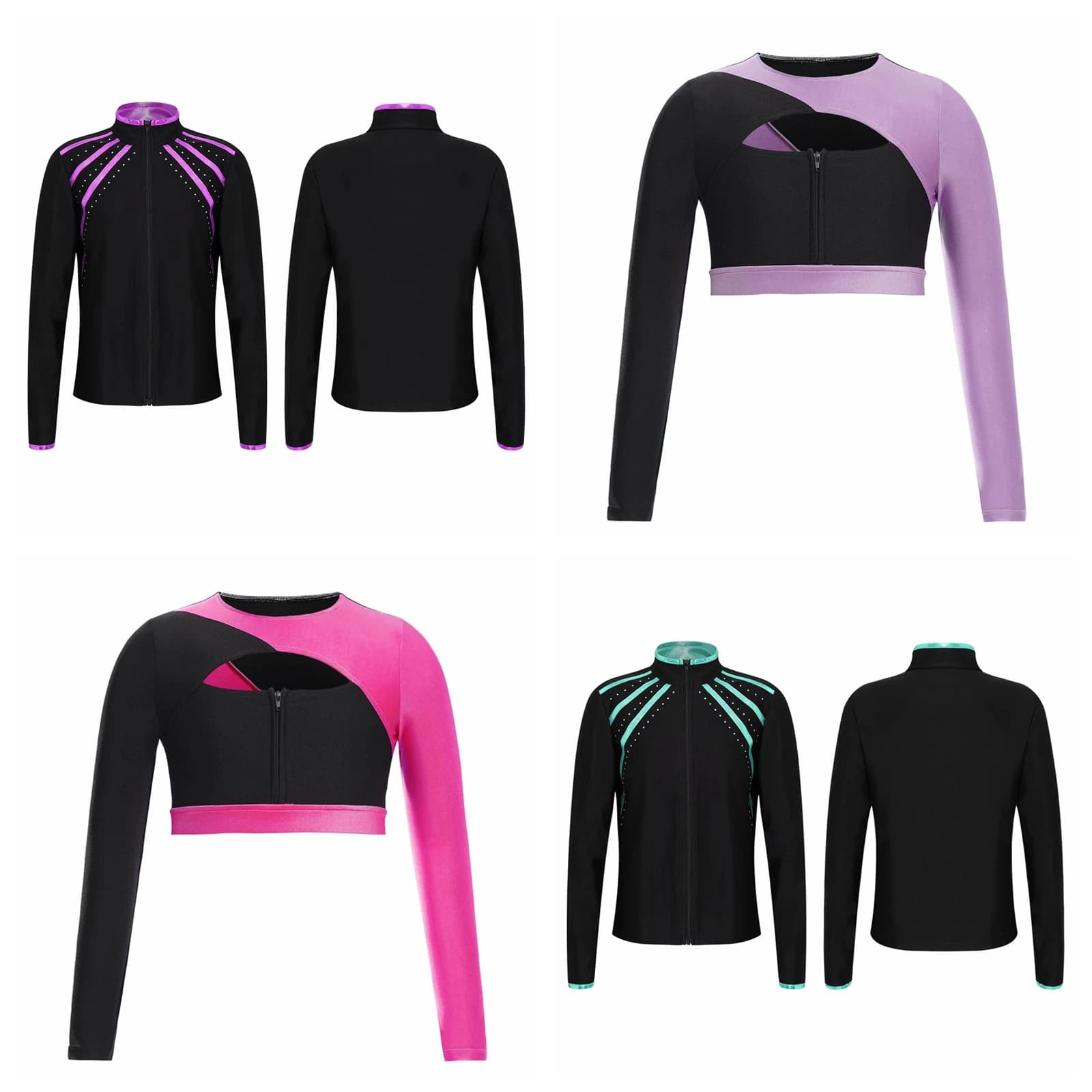 Kids Sports Clothing Girls Running Sports Jacket Fitness Figure skating Top Gymnastics Training Connected to Korean Zippered sweatshirt