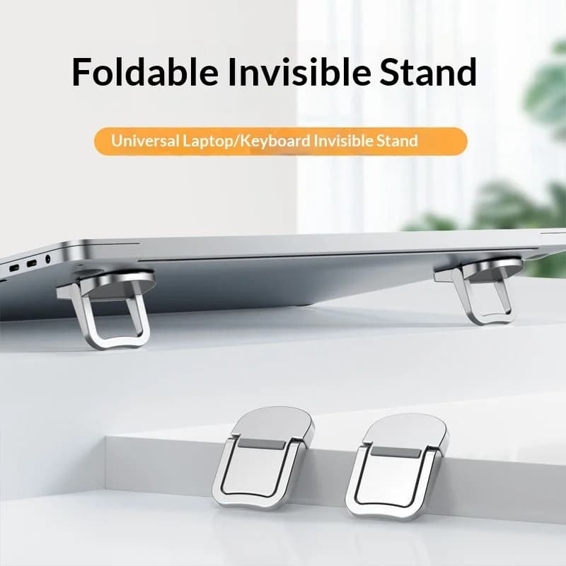 Supporto invisibile per laptop, pieghevole, tre livelli di altezza regolabile, dissipazione del calore, mini supporto verticale pratico e comodo