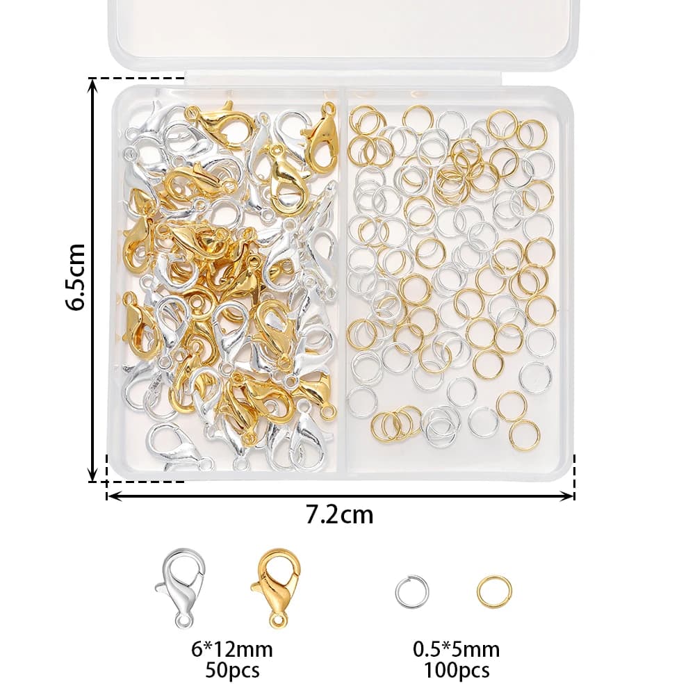 1 scatola/lotto 2-Grid 18K color oro placcato rame chiusura a moschettone aperto set di anelli di salto per braccialetto fai da te creazione di gioielli accessori