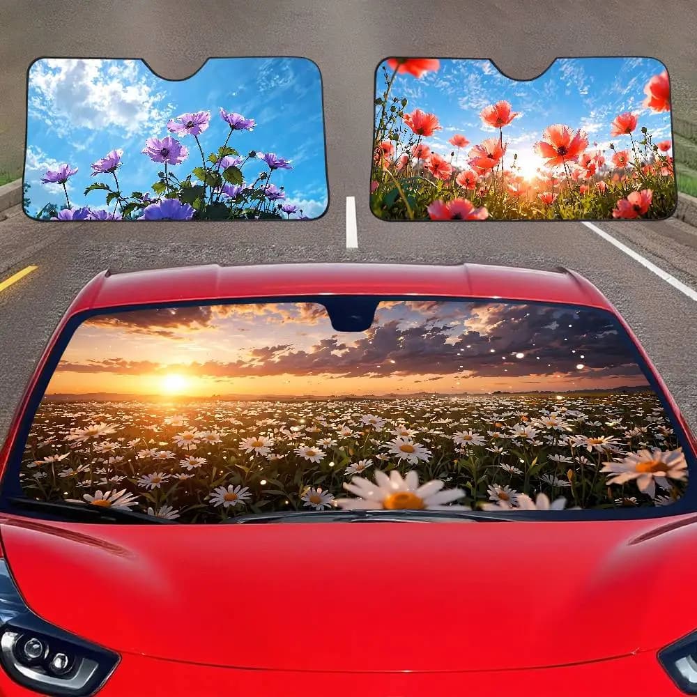 Sunshine And Flowers Car SunShade Windscreen Cover Windshield Car Window Sun Shade Auto Visor Car Accessories