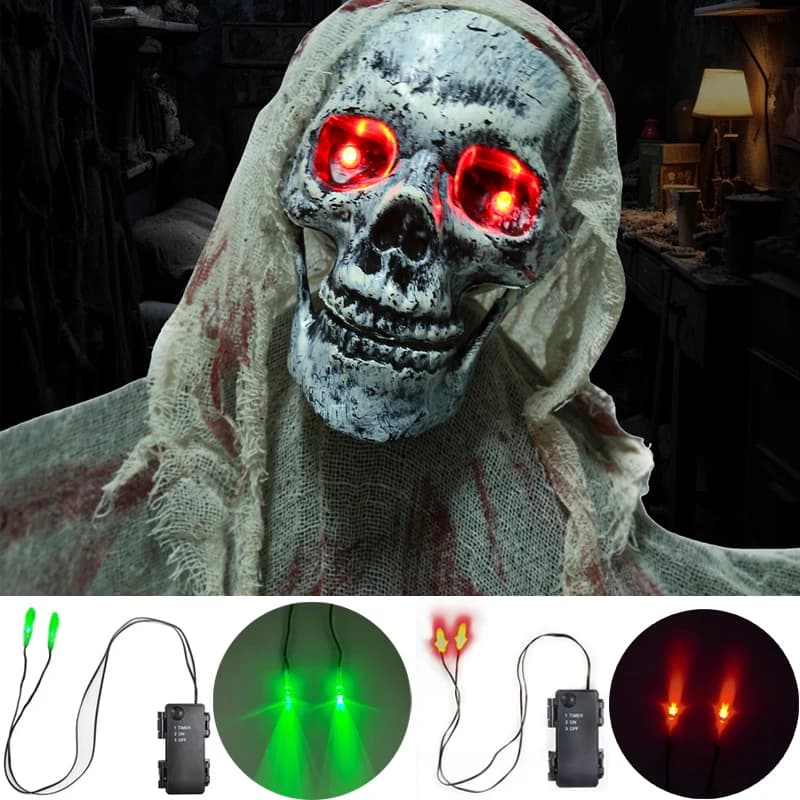 Occhi LED Luminosi di Halloween con Timer, Occhi Illuminati Fai-da-Te per Scheletri, Zucche, Maschere, Lapidi, Decorazioni Horror per Interni ed Esterni