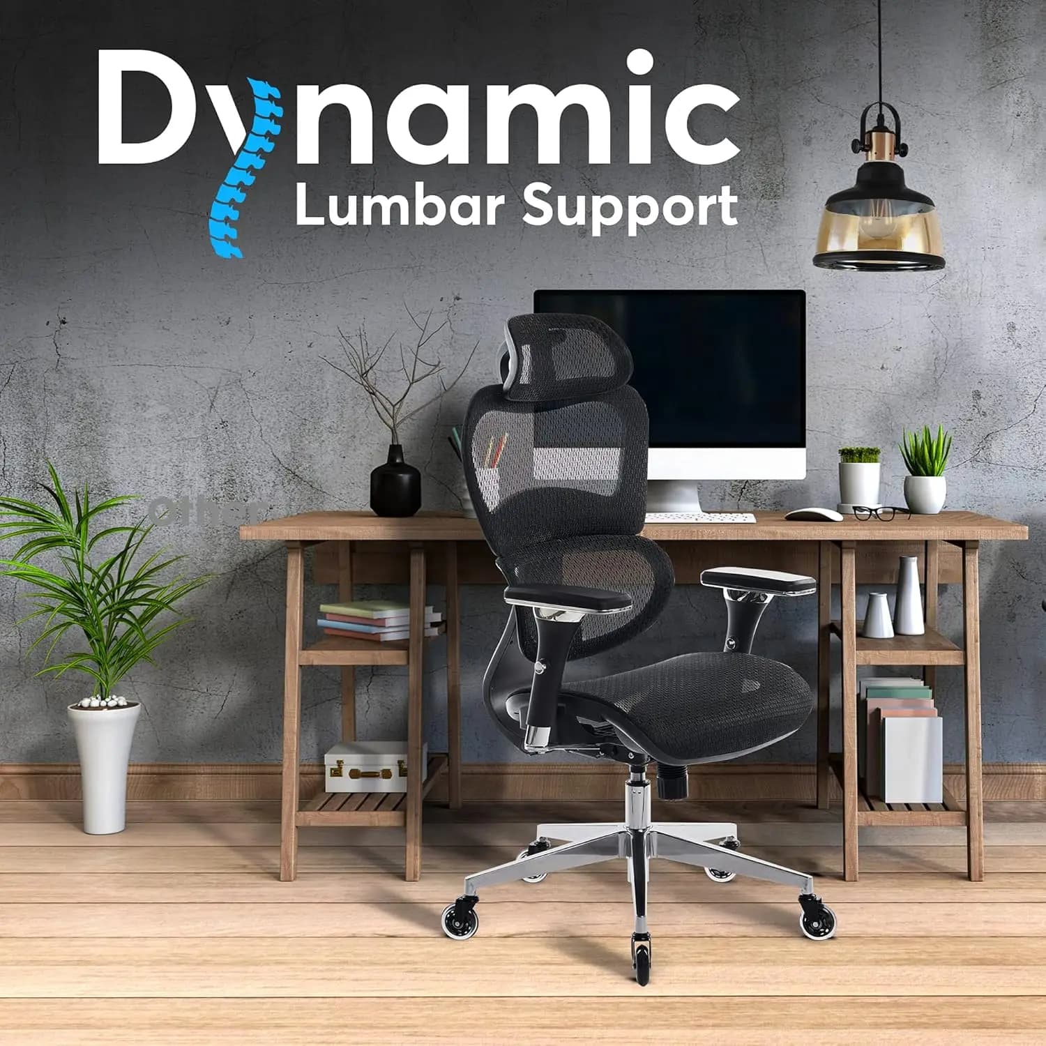 Sedia da Ufficio Ergonomica con Braccioli 4D, Supporto Lombare 3D, Schienale in Rete, Sedia da Gaming Girevole Nera