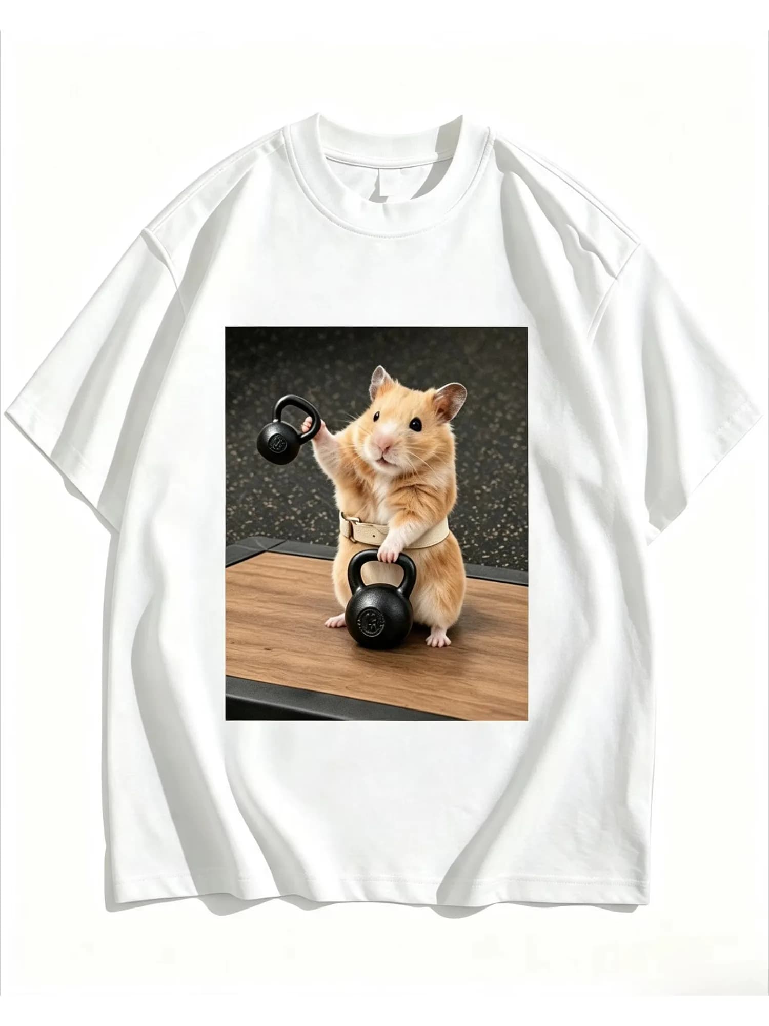 Summer New Men T-shirt Fitness Hamster Kettlebell Workout Funny Meme Print Short Sleeve Soft Cotton Breathable Daily Casual Tops