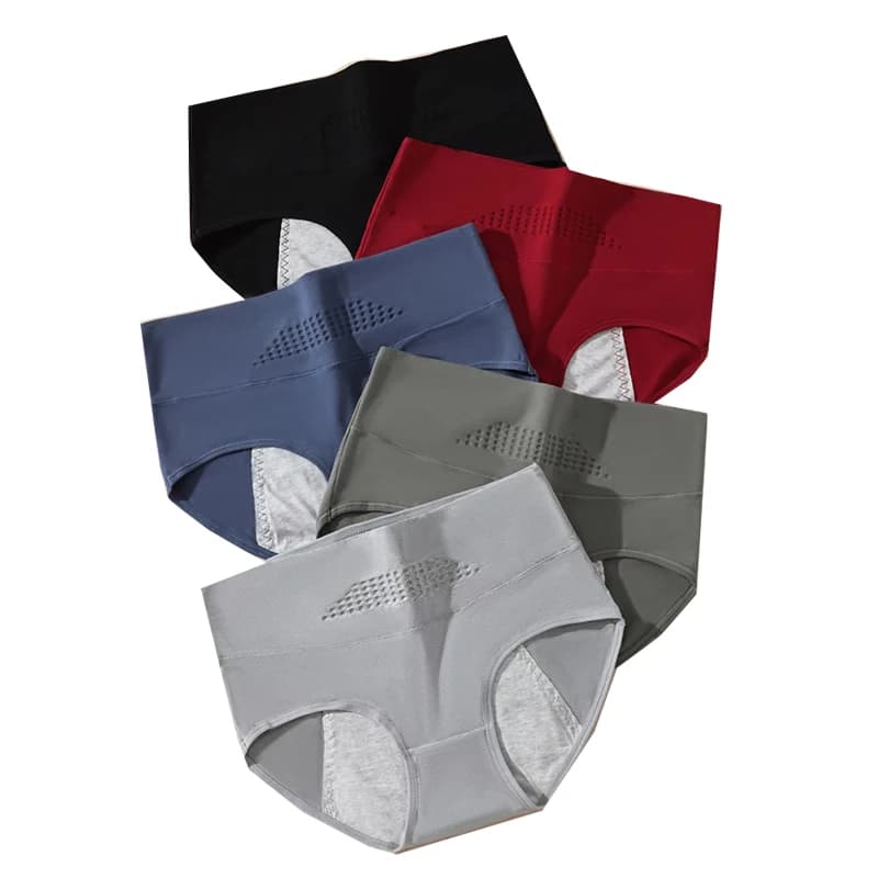 5 pezzi mutandine mestruali da donna pantaloni da periodo allargato biancheria intima fisiologica a vita alta a prova di perdite slip femminili in cotone taglie forti