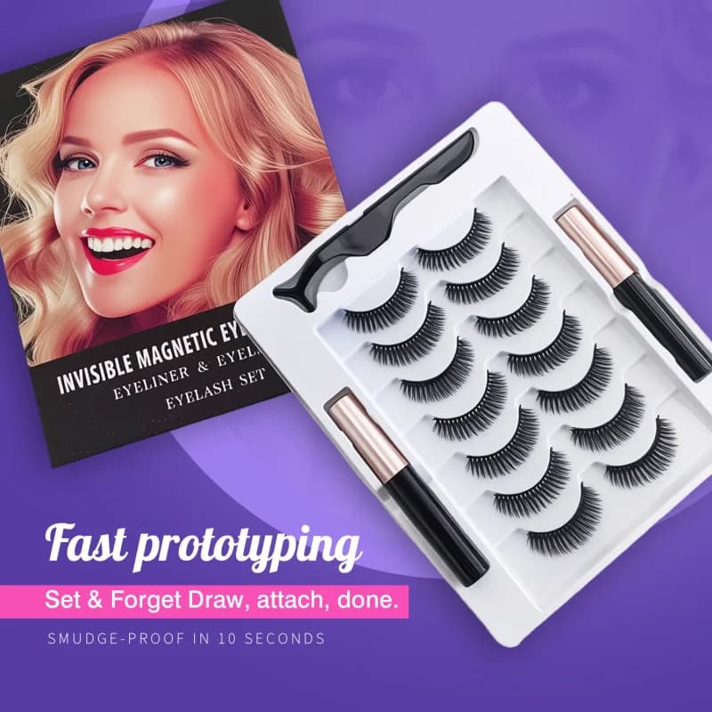 Set di eyeliner magnetico e ciglia finte senza sensazione di pesantezza, popolare tra gli influencer di bellezza per l'accentuazione delle ciglia