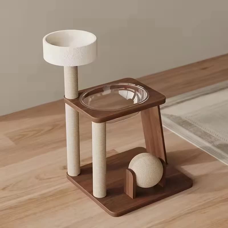 Casa moderna di lusso Torre Tiragraffi per animali domestici in legno Grandi torri da arrampicata in legno Struttura da arrampicata per gatti in sisal Albero per gatti con nido per gatti in peluche