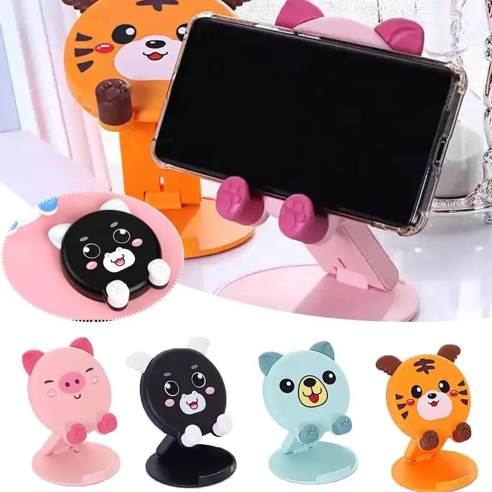 Simpatico cartone animato animali supporto per telefono Kawaii Desktop pieghevole supporto per cellulare supporto da tavolo regolabile supporto da tavolo organizzatore da tavolo