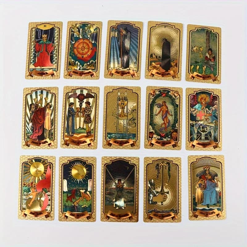 Carte dei tarocchi con stampa in oro oro1Vice Stampa a colori con stampa a caldo Gioco da tavolo in plastica impermeabile Carte da gioco per feste casual