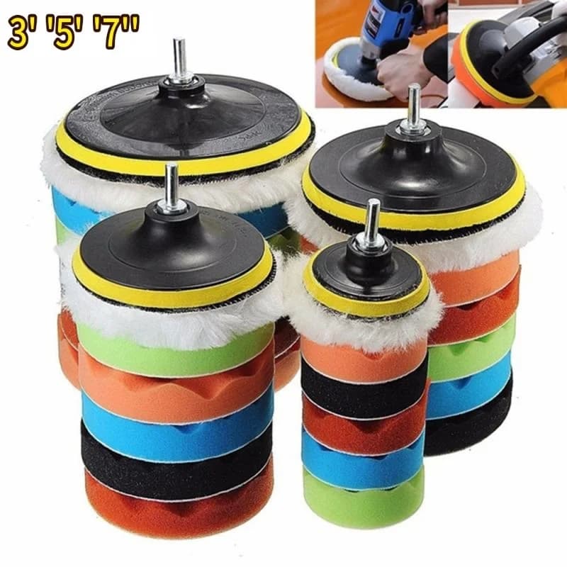 3/5/7 inches CarPolishing Disc 8 Pz/Set Self-adhesive Cere Polishing Sponge Wool Wheel Self-polishing Polishing Wheel Drill Adapter