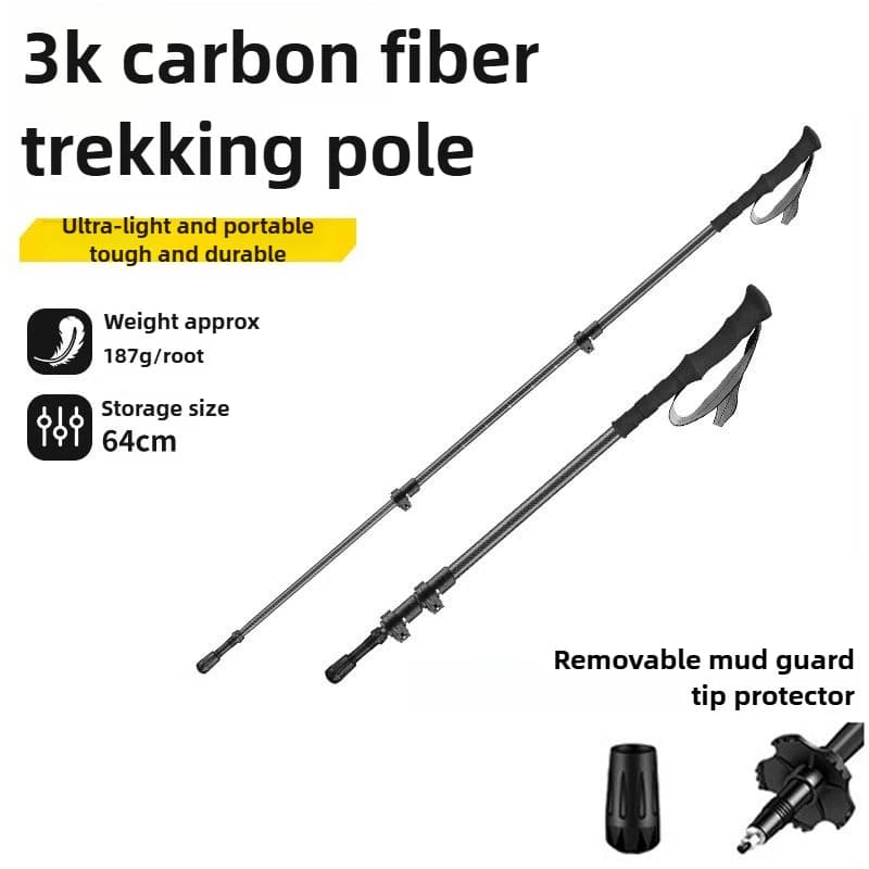Carbon Fiber Outdoor Trekking Sticks Light Elongable Anti-Slip Trekking Sticks Portable Climbing Walking Sticks