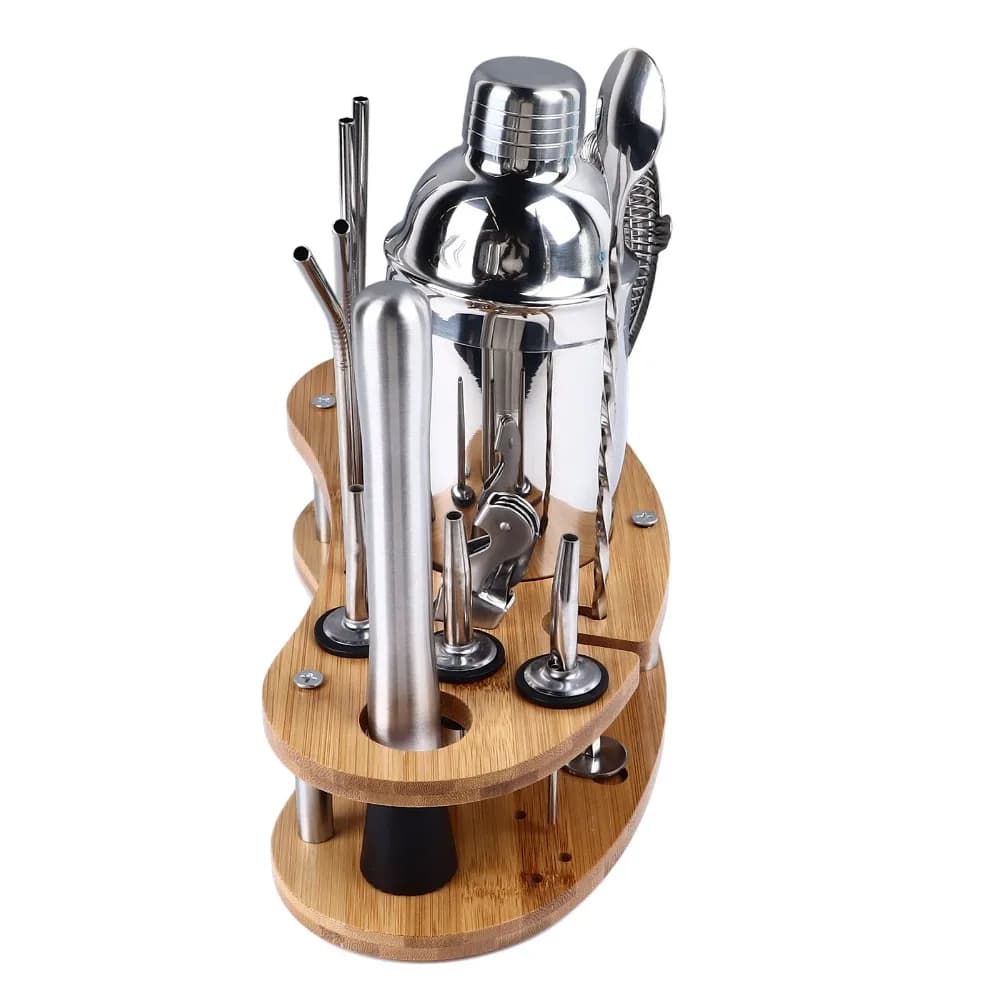 20 piece Stylish Stainless Steel Cocktail Shaker Set Versatile Set Mixed Drink Tool Set Professional Cocktail Kit Home