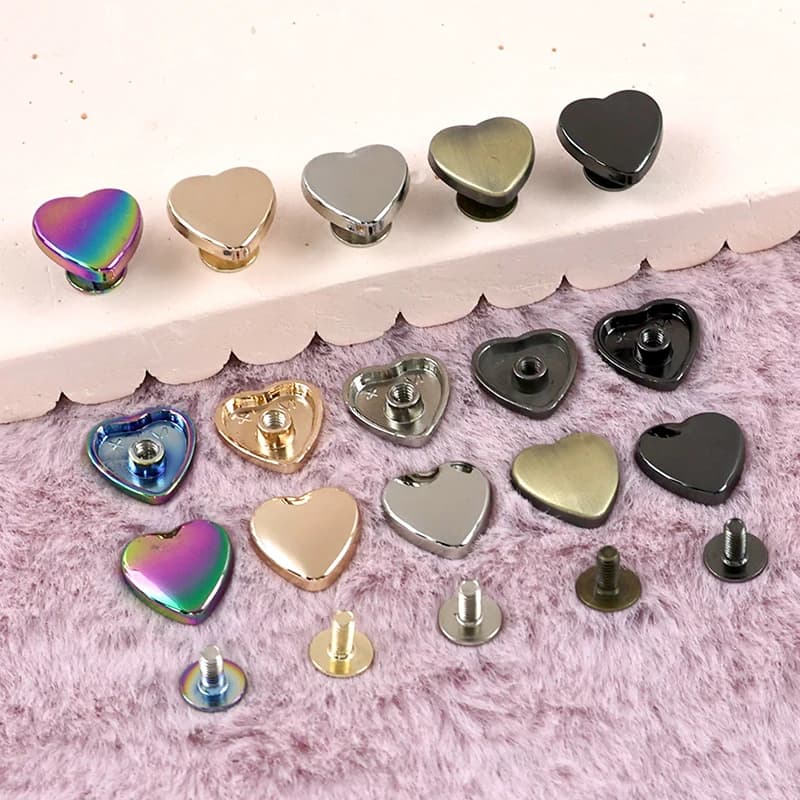 10/20 Pezzi Rivetti Metallici 8-14mm, Viti, Chiodi, Fibbie per Borse, Borchie a Forma di Cuore, Bottoni Decorativi, Accessori Fai-da-Te